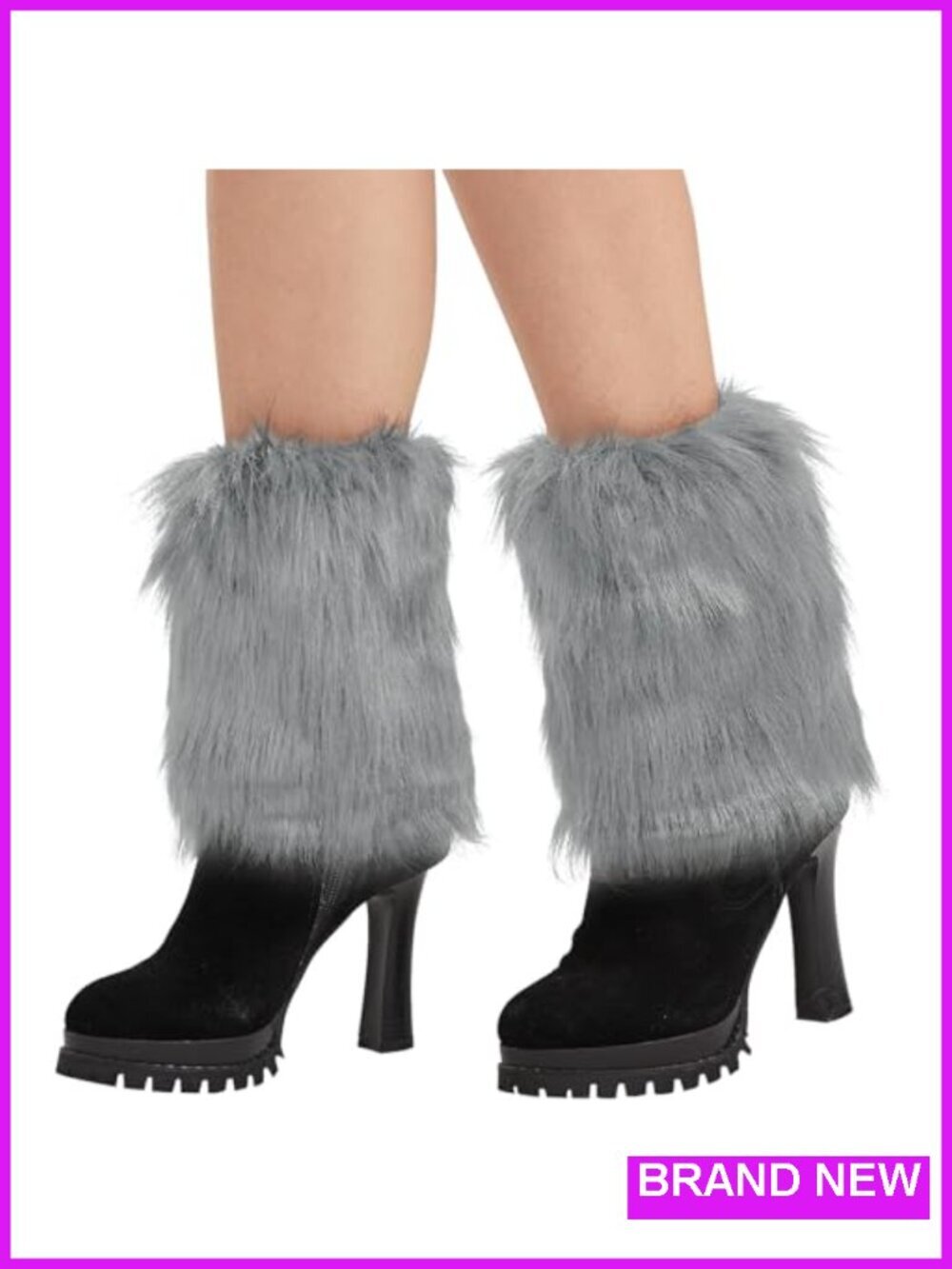 Faux Fur Leg Warmers Stretchy Boot Cuffs Winter Warm Satin Lining Party